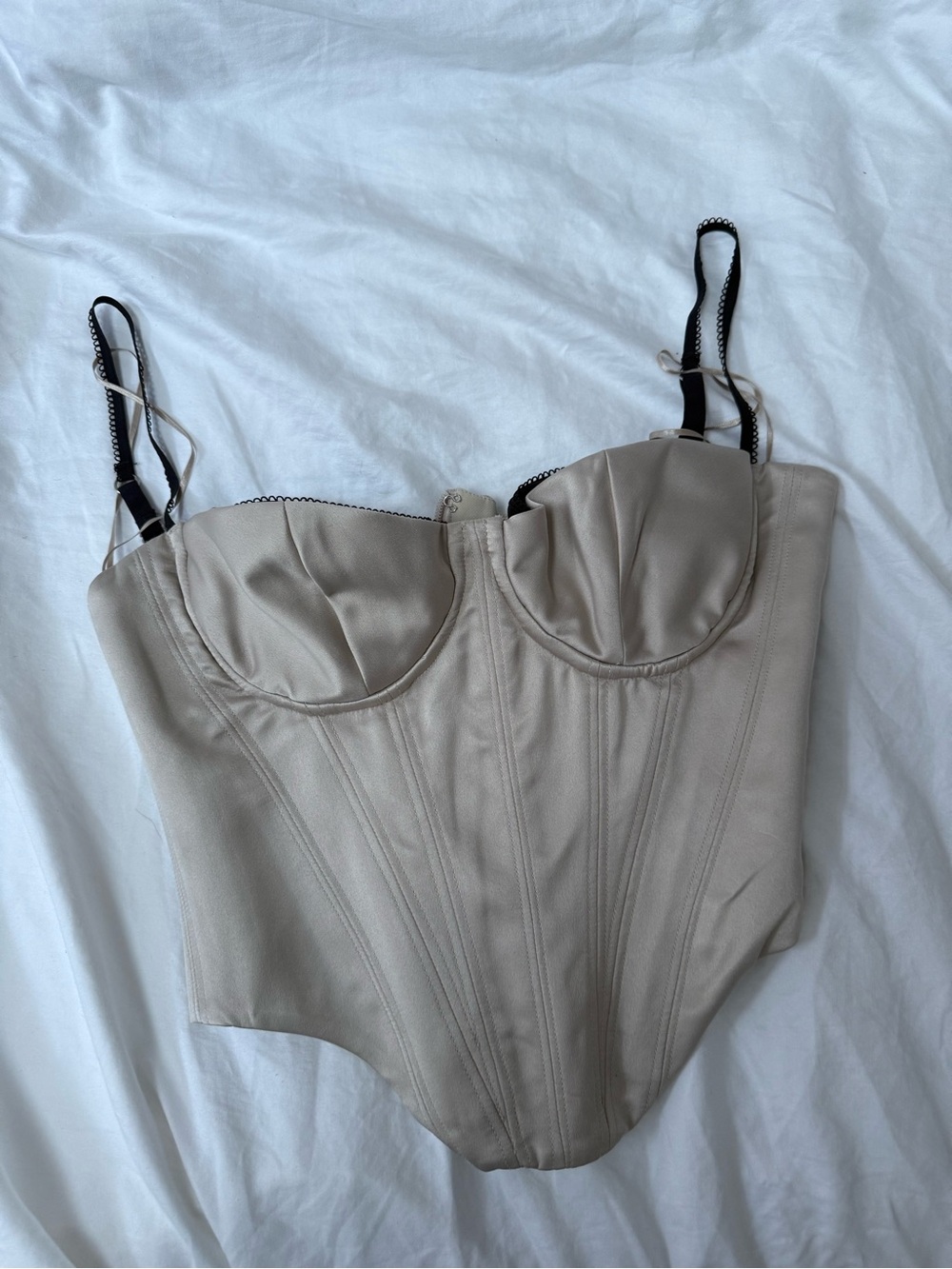 House of CB Taupe Bustier Top with Black Straps